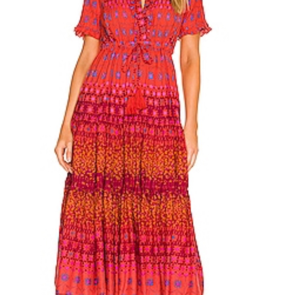 Free People Red print  Midi Dress